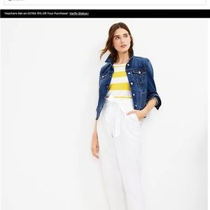 NWT Loft white paper bag taper pants. Size XL Tall